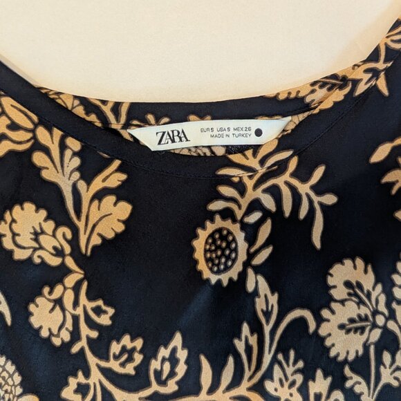 ZARA Black and Gold Floral Wrap Maxi Dress | S - Picture 5 of 5